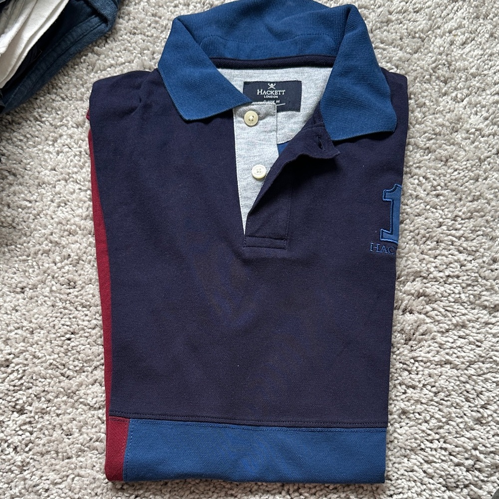 Hackett Dark Blue Polo with Red and Gray Details